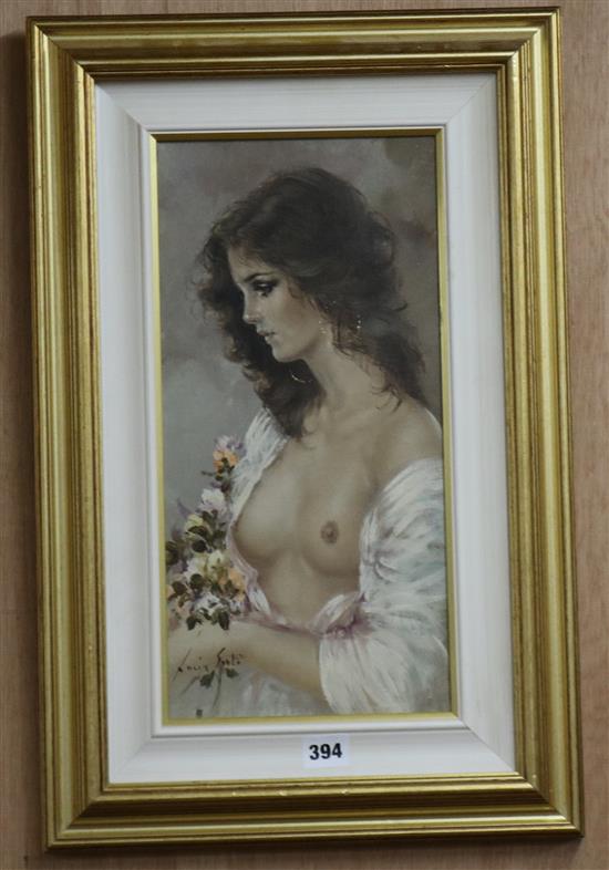 Lucia Sarto, oil on canvas, Nude, signed with label verso, 39 x 19cm